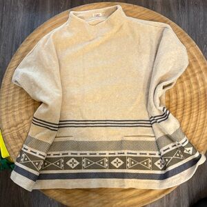 Faherty poncho with western motif detailing